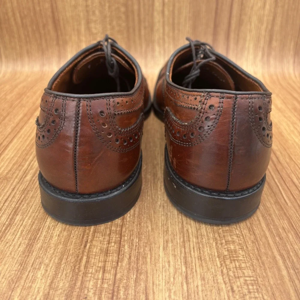 Allen Edmonds Strand Oxford Mens 9 D Brown Leather Brogue Cap Toe Dress Shoes